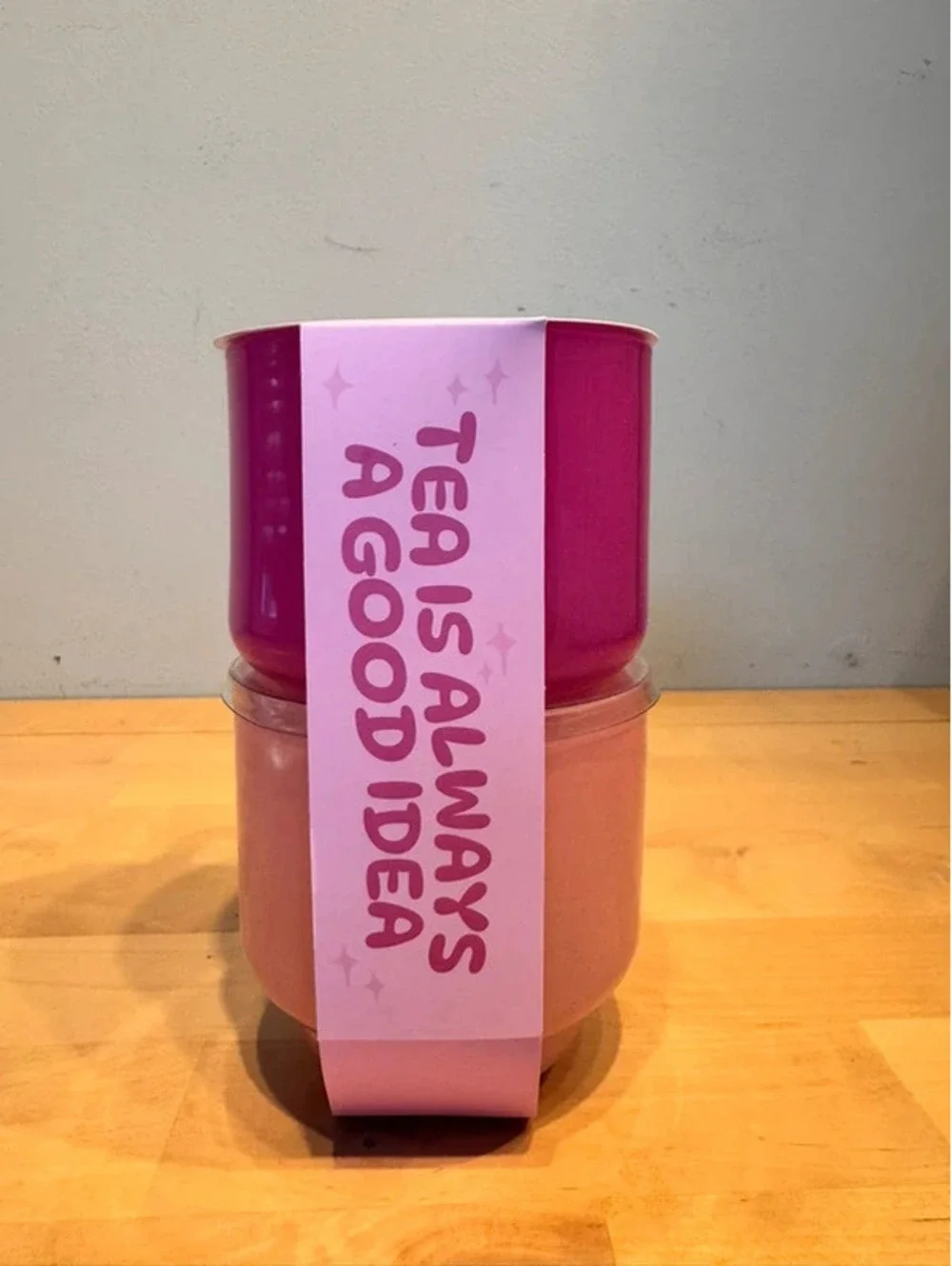 Pink Stackable Mug Set “Tea Is Always a Good Idea” NWT